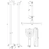 Brauer Copper Carving thermostatische inbouw regendouche SET 24 met 30 cm douchekop en plafondarm en 3-standen handdouche en doucheslang en geïntegreerde glijstang koper geborsteld PVD