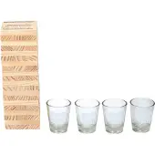 Lifetime Games drankspel - stapelspel met borrelglazen - jenga - 4 shotglazen - 60 bouwstenen
