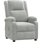 vidaXL Massagestoel fluweel lichtgrijs