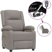 vidaXL Massagestoel elektrisch stof taupe