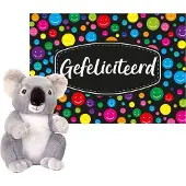 Keel Toys - Cadeaukaart Gefeliciteerd met knuffeldier koala 26 cm - Knuffeldier