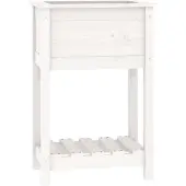 vidaXL Plantenbak met schap 54x34,5x81 cm massief grenenhout wit