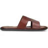 Manfield Zwarte leren slippers | Maat 45