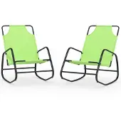 vidaXL Ligstoelen 2 st schommelend staal en textileen groen