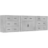 vidaXL Dressoirs, 3 stuks, betonkleur, houtvezel