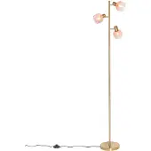 QAZQA Art Deco vloerlamp goud met roze glas 3-lichts - Vidro
