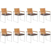 vidaXL Tuinstoelen 8 st met kussens massief acaciahout