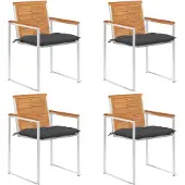 vidaXL Tuinstoelen 4 st met kussens massief acaciahout