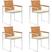 vidaXL Tuinstoelen 4 st met kussens massief acaciahout
