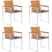 vidaXL Tuinstoelen 4 st met kussens massief acaciahout