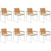 vidaXL Tuinstoelen 8 st met kussens massief acaciahout