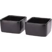 Excellent houseware 2x stuks tapas schaaltjes - porselein - mat zwart - Snack en tapasschalen
