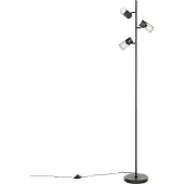 QAZQA Industriële vloerlamp zwart 3-lichts - Jim