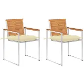 vidaXL Tuinstoelen 2 st met kussens massief acaciahout en staal