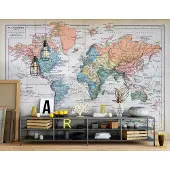 Consalnet Fotobehang - Vliesbehang - Wereldkaart - Wereld - Geografie - 254x184cm