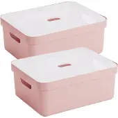 Sunware Sigma Home Opbergbox 24L - set van 2 - roze/transparant