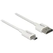 DeLOCK Dunne Premium Micro HDMI - HDMI kabel - versie 2.0 (4K 60Hz) / wit - 0,25 meter