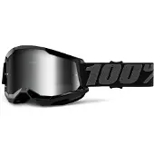 100% Unisex, Sportbrillen, Strata 2 (Zwart, Zilver), Zwart