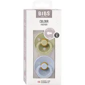 BIBS Colour Fopspenen - 2-pack - Maat 1 - Rond - Khaki/Dusty Blu - - 0-6 mnd - Fopspenen