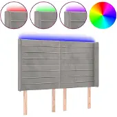 vidaXL Hoofdbord LED 147x16x118/128 cm fluweel lichtgrijs