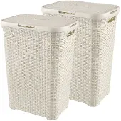 Curver Style Wasmand met Deksel - 60L - 2 stuks - Wit