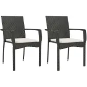 vidaXL Tuinstoelen 2 st met kussens poly rattan zwart