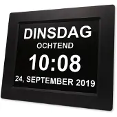 DealDonkey FEDEC Digitale Dementieklok met XL Beeldscherm – Alarmfunctie - Medicijnwekker – Kalenderklok - Alzheimer Klok – Zwart