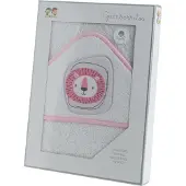 Gamberritos badcape Leeuw 100 x 100 cm katoen wit/roze