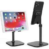Peachy Tablethouder Telefoonhouder Bureau Desktop iPad iPhone Standaard - Zwart