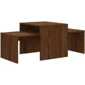 vidaXL Salontafelset 100x48x40 cm bewerkt hout bruin eikenkleur