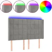 vidaXL Hoofdbord LED 147x16x118/128 cm fluweel lichtgrijs