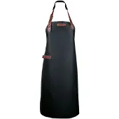 Xapron Bovine Leren Schort met Nekband Medium Zwart