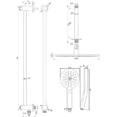 Brauer Gunmetal Edition thermostatische inbouw regendouche SET 24 met 30 cm douchekop en plafondarm en 3-standen handdouche en doucheslang en geïntegreerde glijstang gunmetal geborsteld PVD