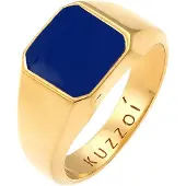 KUZZOI Ring 'Enamel' donkerblauw / goud