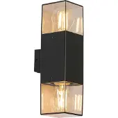 QAZQA Buiten wandlamp zwart met smoke kap 2-lichts IP44 - Denmark