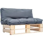 vidaXL Tuinbank pallet met grijze kussens grenenhout
