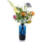Driesprong Collection Zijdebloem boeket mix blauw/oranje/roze kunstplant excl. vaas