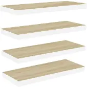vidaXL Wandschappen zwevend 4 st 80x23,5x3,8 cm MDF eikenkleurig wit