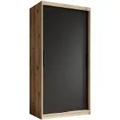 Meubella Kledingkast zwart eiken - 100x62x200 Kleerkast schuifdeuren