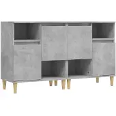 vidaXL Dressoirs 2 st 60x35x70 cm bewerkt hout betongrijs