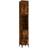 vidaXL Badkamerkast 30x30x190 cm bewerkt hout gerookt eikenkleurig