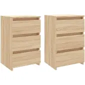 vidaXL Nachtkastjes 2 st 40x35x62,5 cm bewerkt hout sonoma eikenkleur