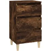 vidaXL Nachtkastje 40x35x70 cm bewerkt hout gerookt eikenkleurig
