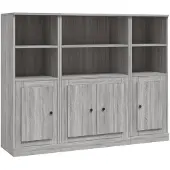 vidaXL Hoge kasten, 3 stuks, grijs Sonoma, houtvezel