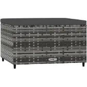 vidaXL Voetensteun met kussen poly rattan grijs