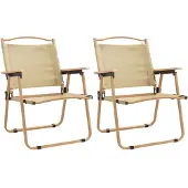 vidaXL Campingstoelen, 2 stuks, beige, 54x55x78 cm, gemaakt van Oxford-stof