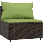 vidaXL Tuinmiddenbank met kussens poly rattan bruin
