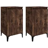 vidaXL Nachtkastjes 2 st 40x35x70 cm bewerkt hout gerookt eikenkleurig