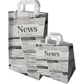 Papstar Papieren zakken Krantenpapier, tot 5 kg, met handvat, L 250 x B 260 x H 170 mm, kraftpapier, grijs-zwart, 50 st.