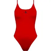 Calvin Klein dames badpak scoop back ck monogram rood